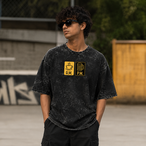 AM PM Acid Washed Oversized Tee