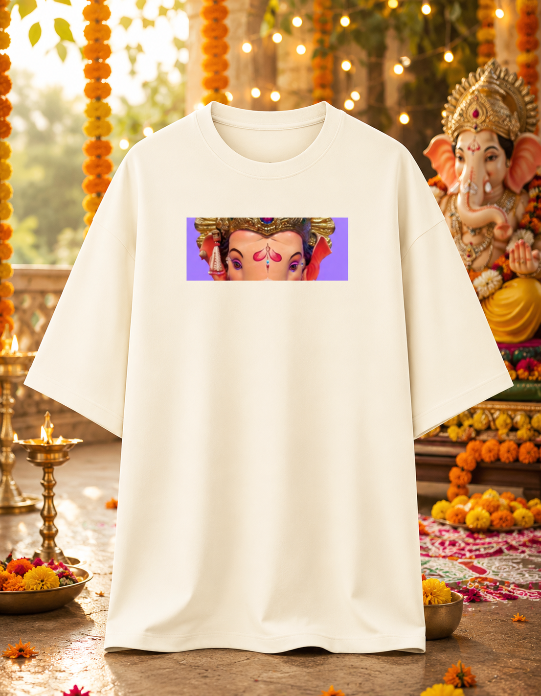 Mumbai cha Raja (Ganesha) Terry Oversized Tee