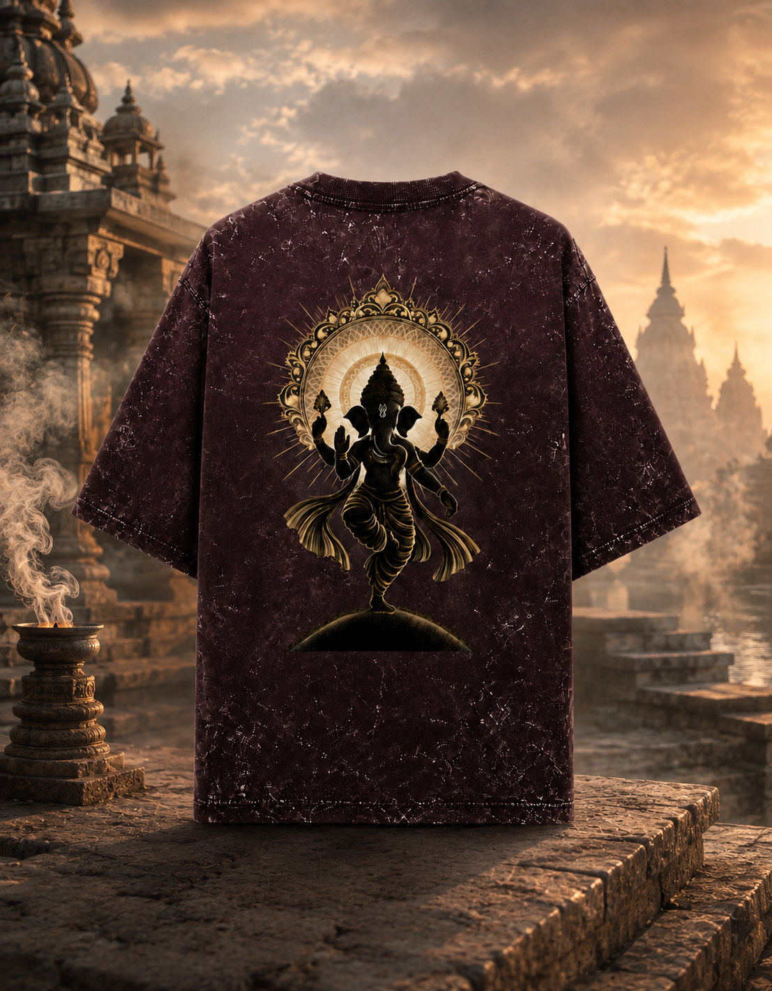 Vakratund (Ganesha) Acid Washed Oversized Tee
