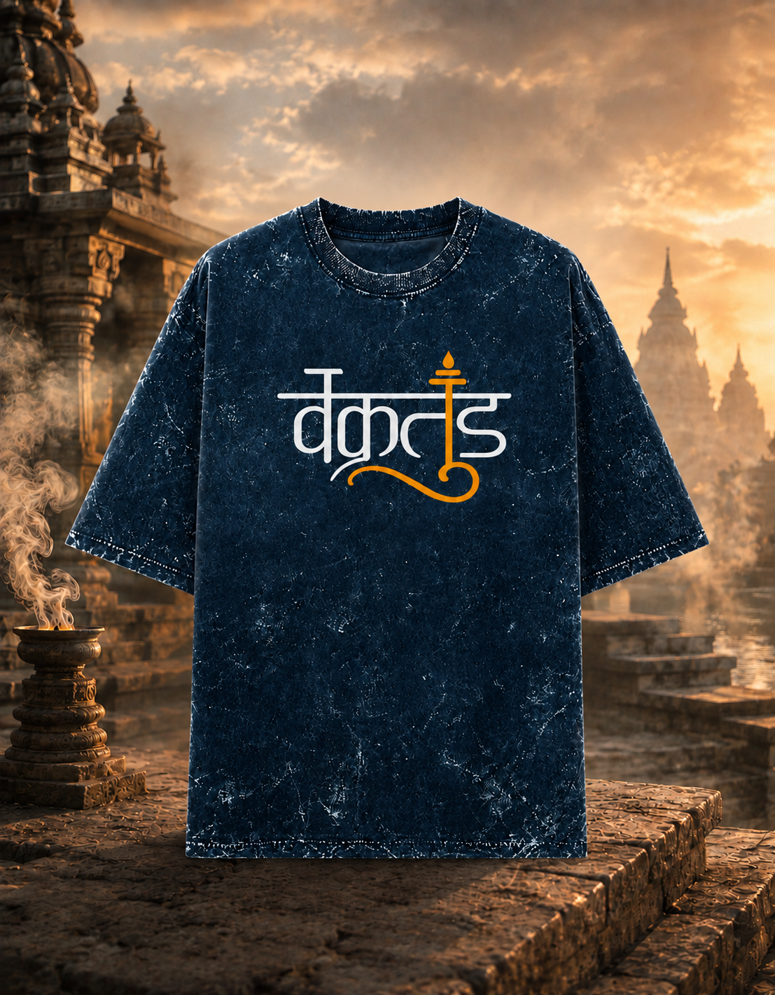 Vakratund (Ganesha) Acid Washed Oversized Tee