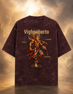 Vighnaharta (Ganesha) Acid Washed Oversized Tee