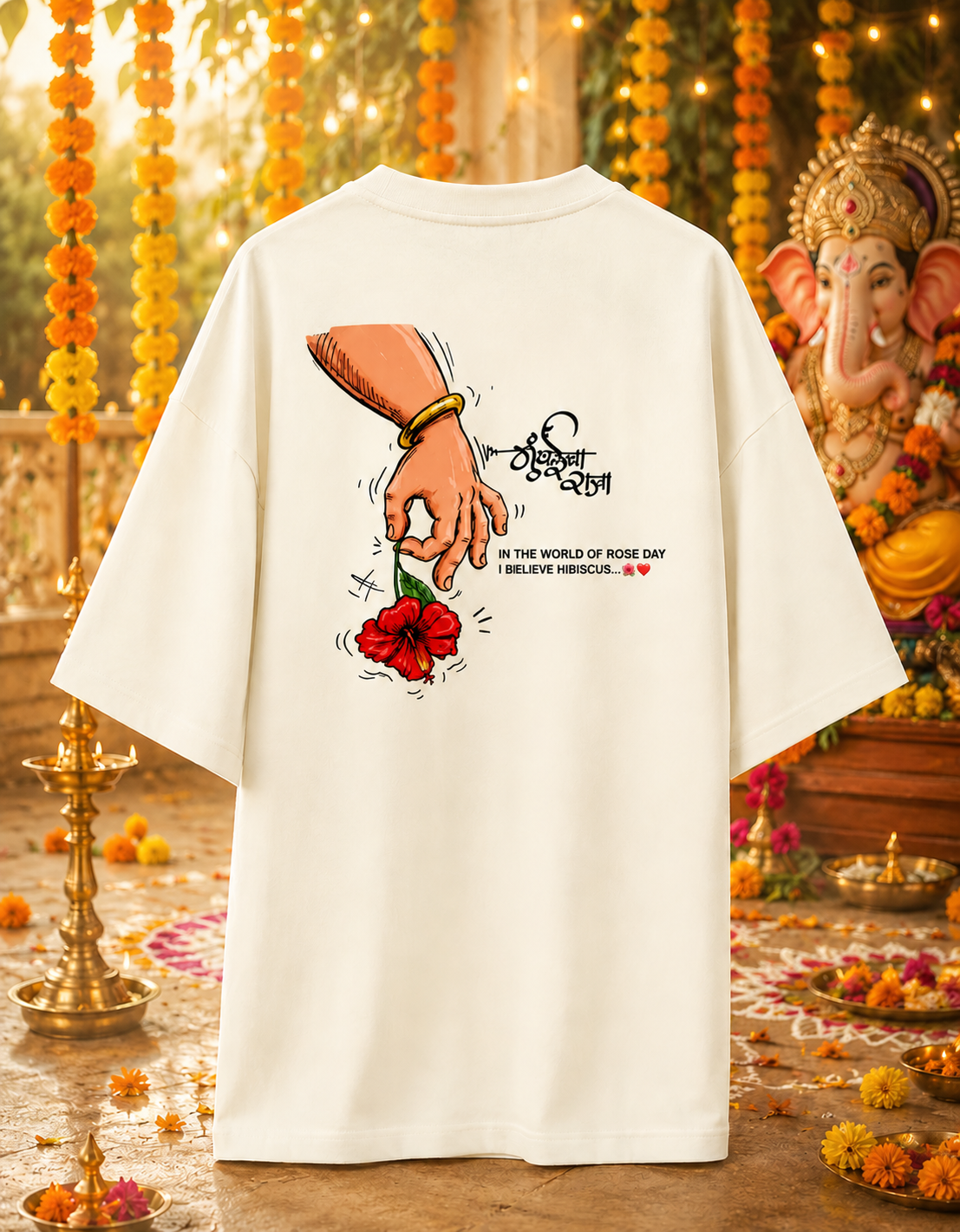 Mumbai cha Raja (Ganesha) Terry Oversized Tee