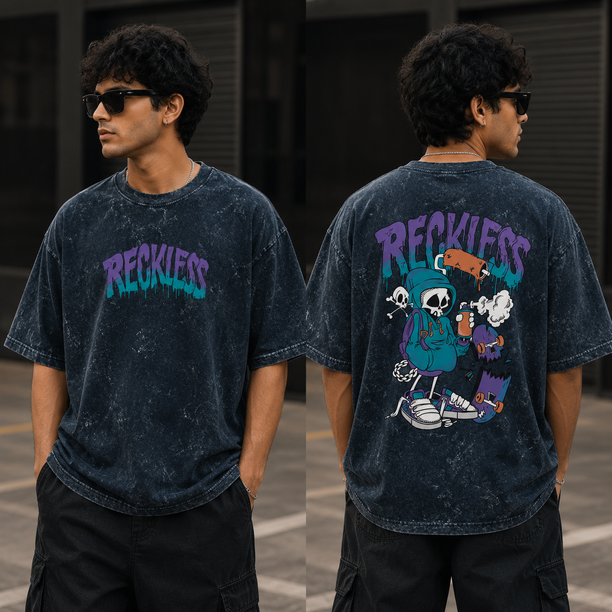 Reckless Acid Washed Oversized Tee