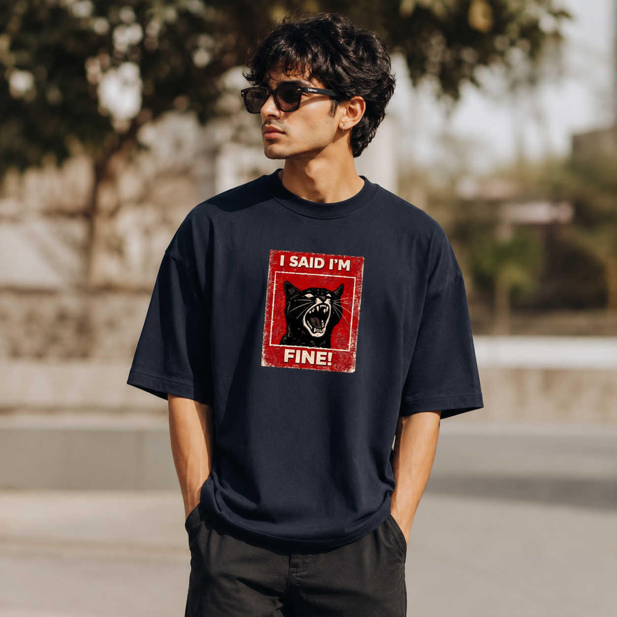 I'M Fine Terry Oversized Tee