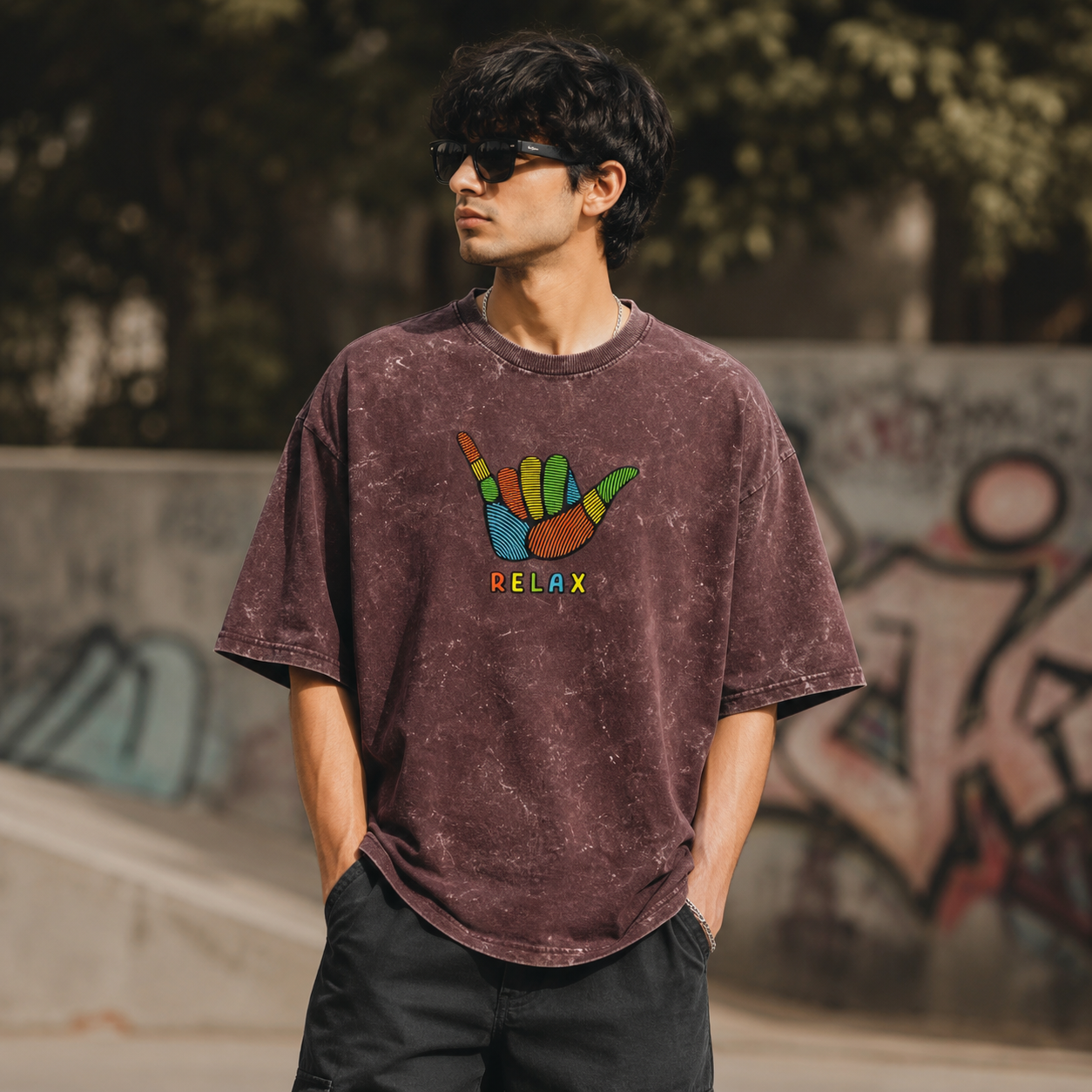 Relax Acid Washed Oversized Tee