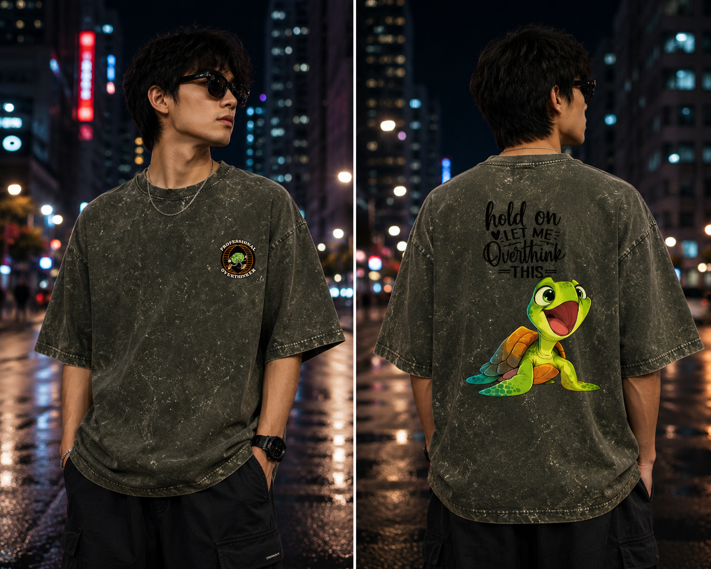 Overthinker Acid Washed Oversized Tee