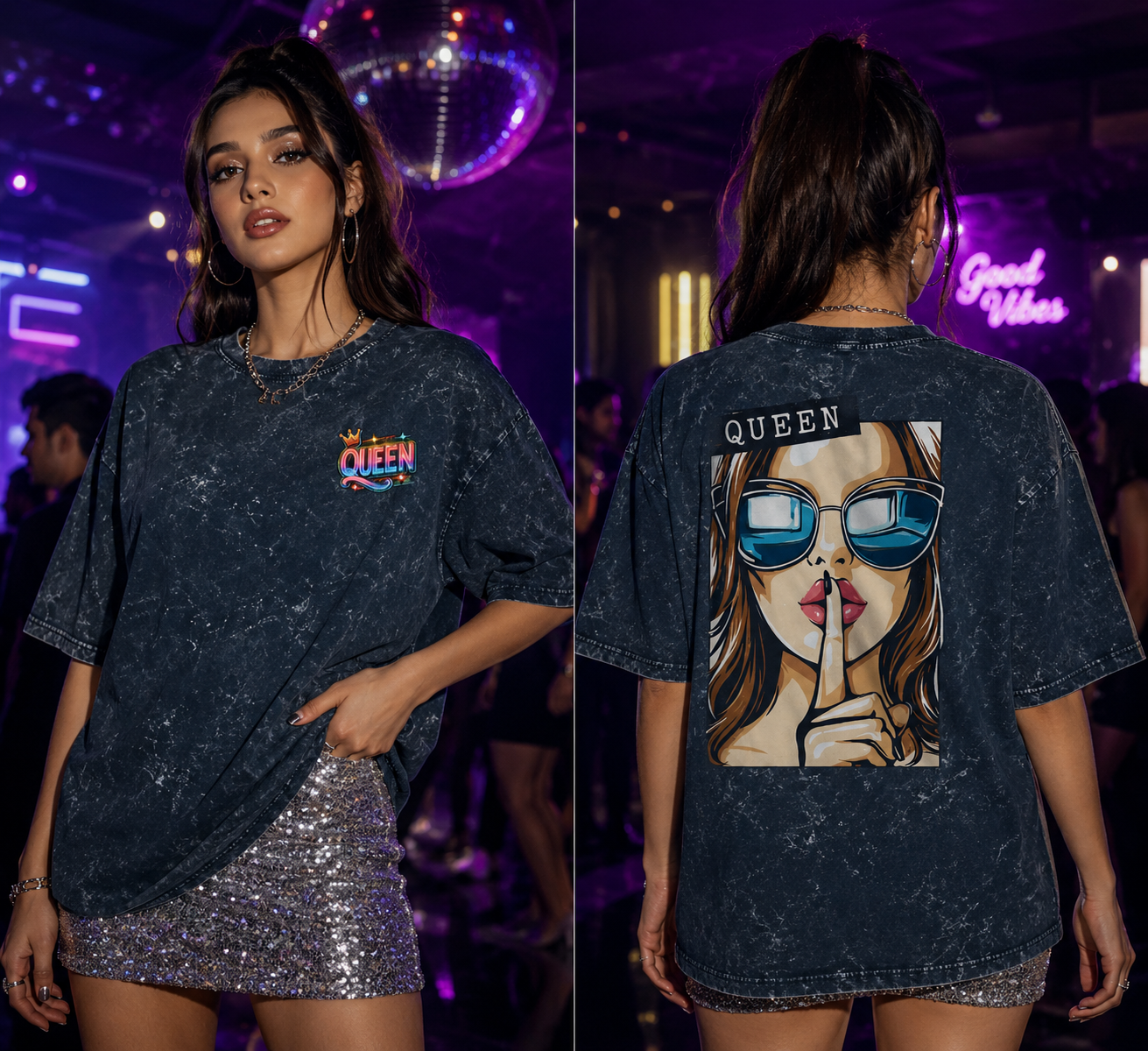 Queen Acid Washed Oversized Tee