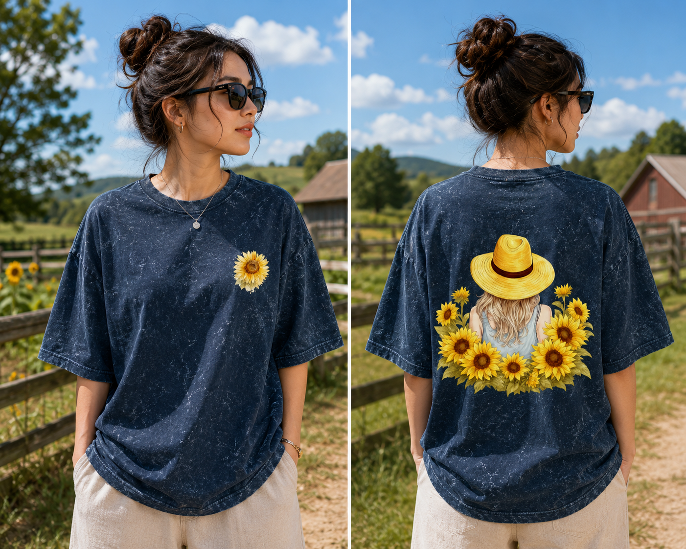 Sunflower Acid Washed Oversized Tee