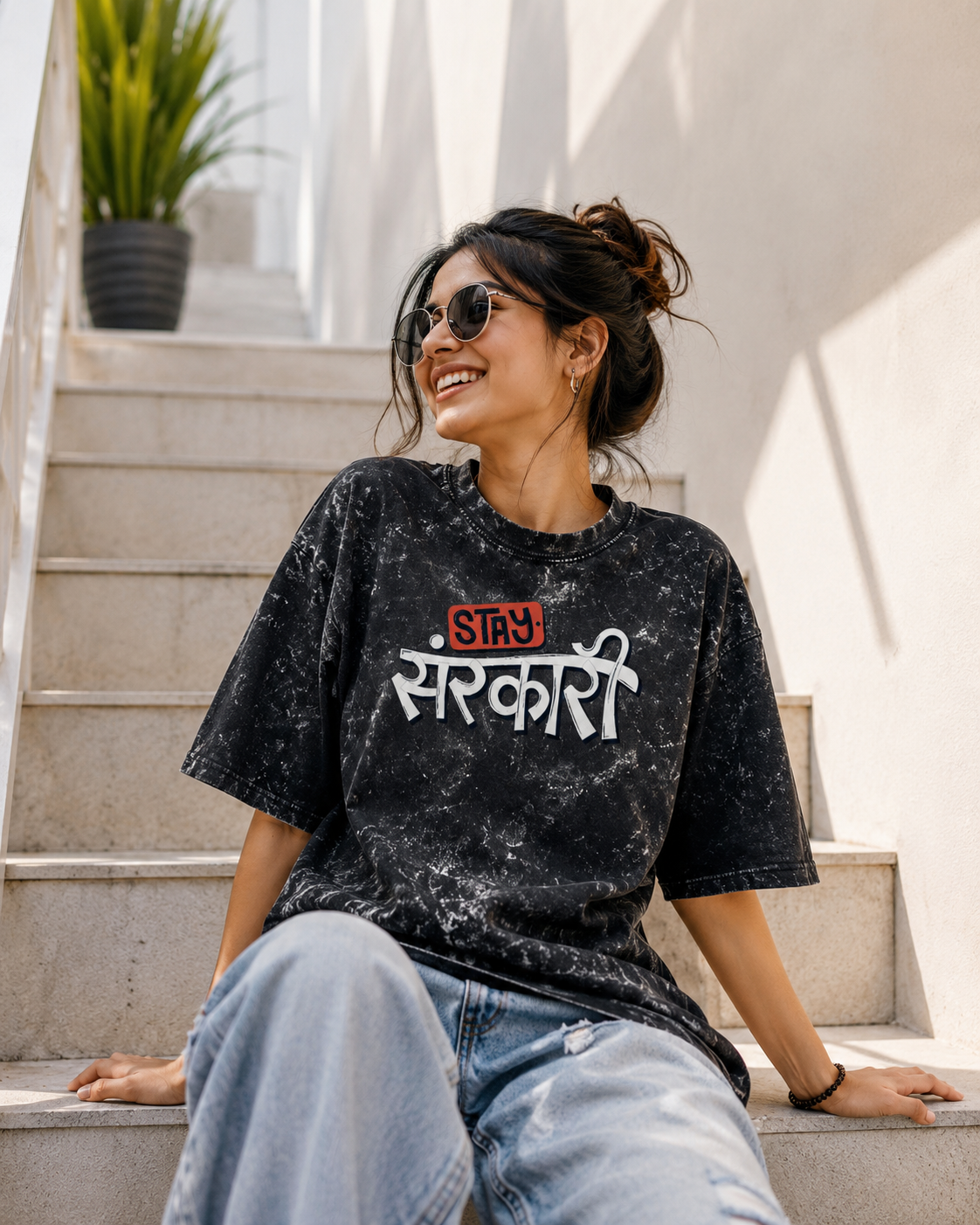 Stay Snaskari Acid Washed Oversized Tee