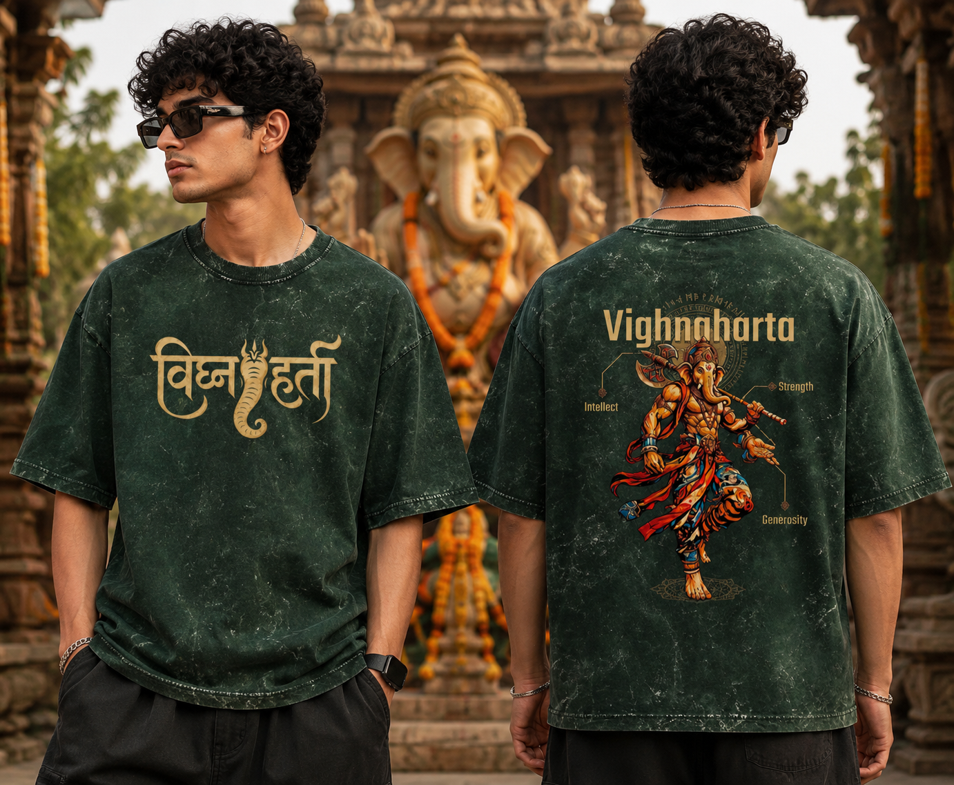 Vighnaharta  Acid Washed Oversized Tee