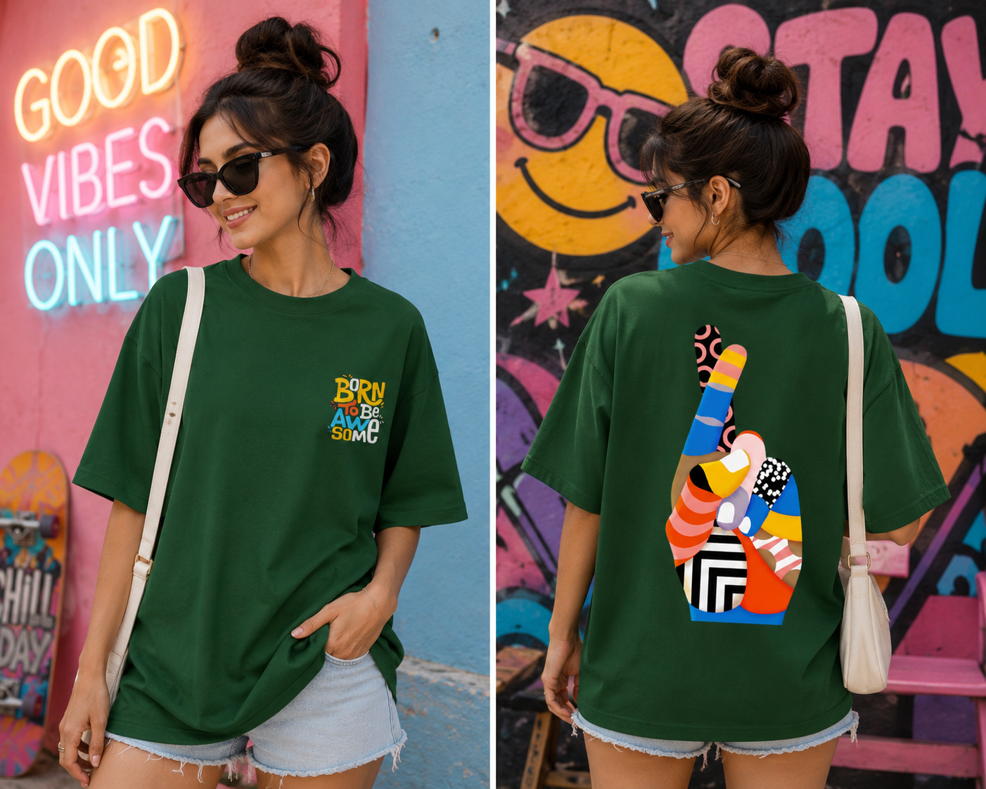Born To Be Awesome Terry Oversized Tee