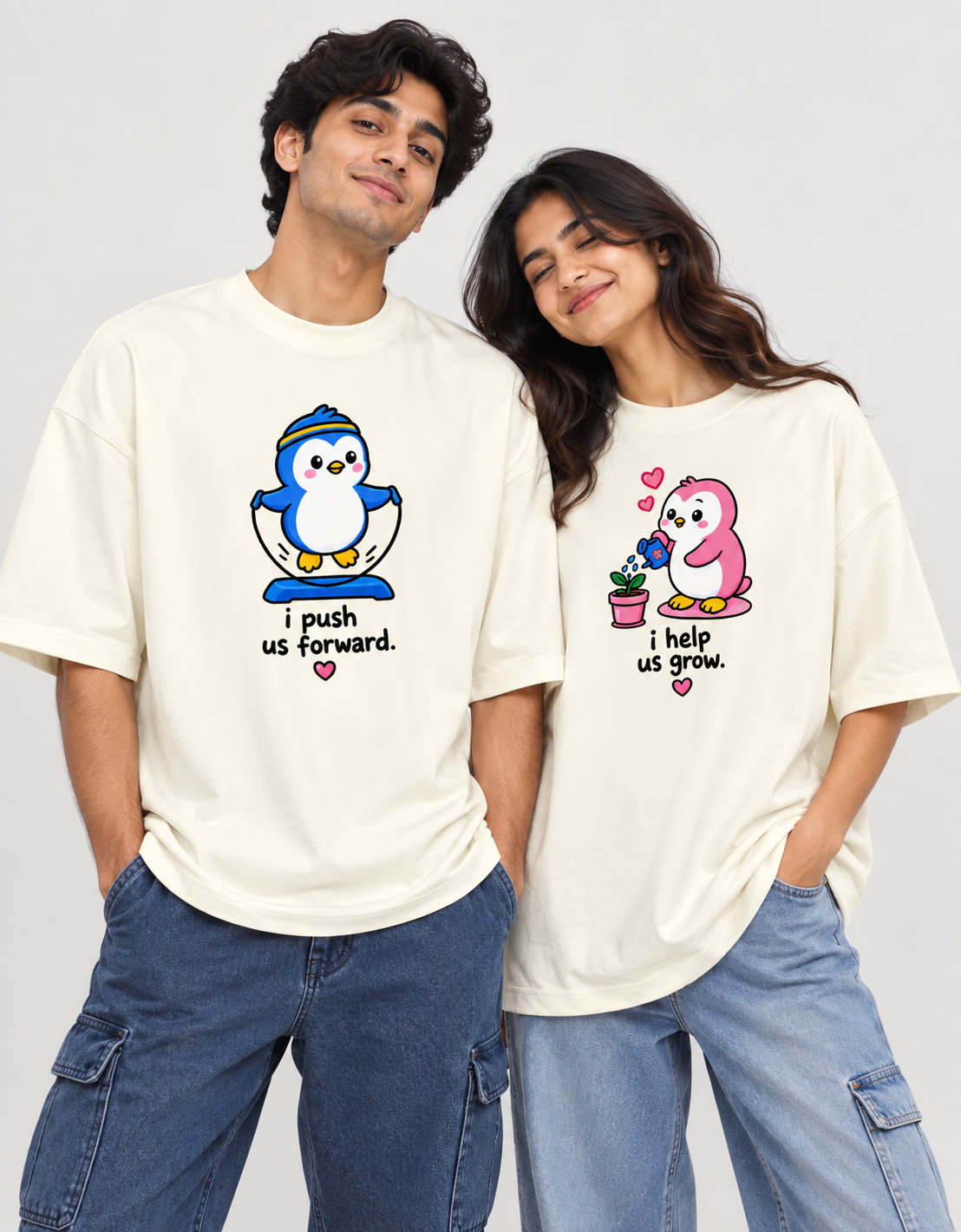 Penguin Couple Terry Oversized Tee