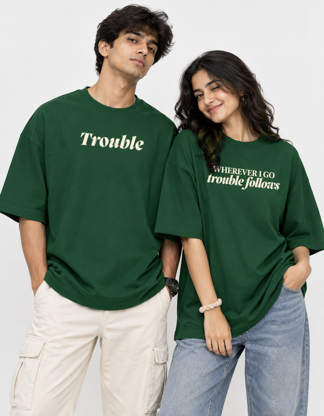 Trouble Follows Terry Oversized Tee