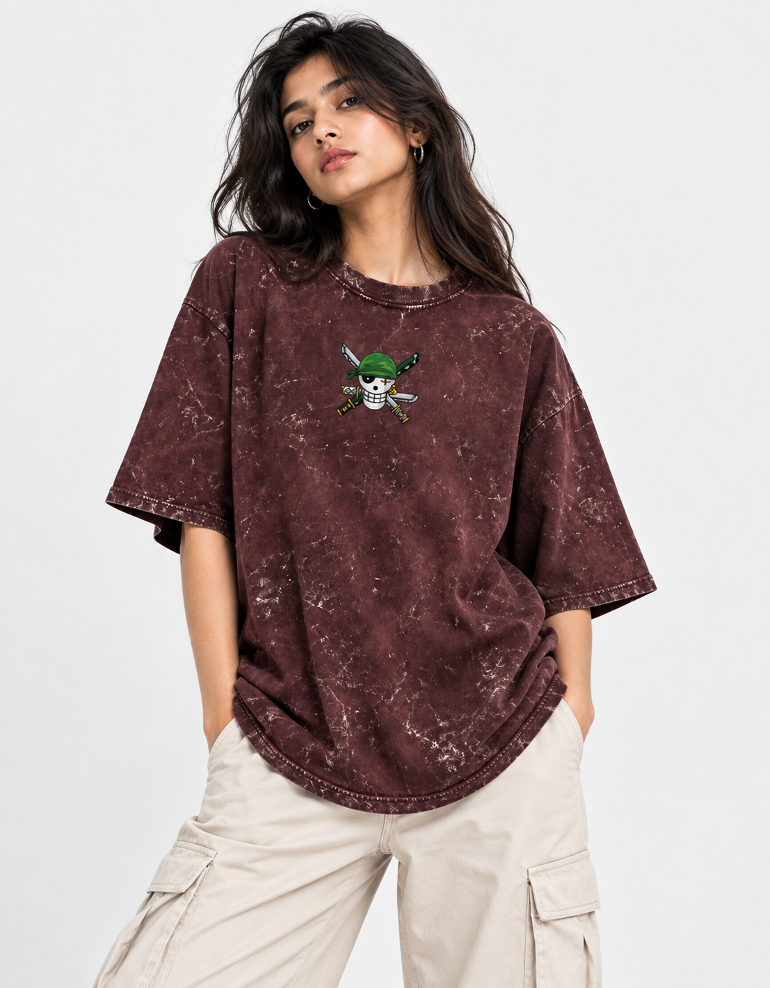 Roronoa Zoro Acid Washed Oversized Tee