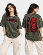 Naruto Acid Washed Oversized Tee