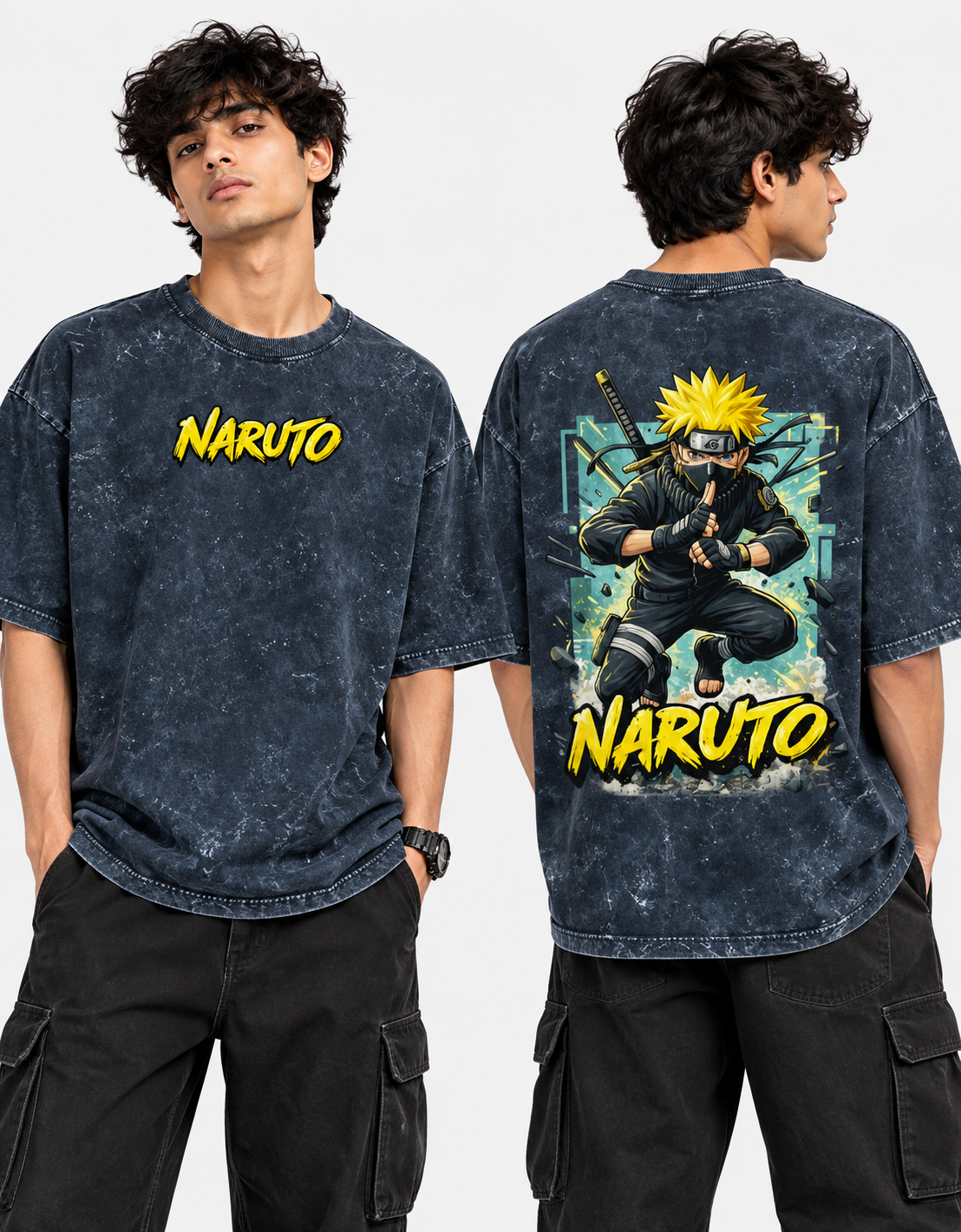 Naruto Acid Washed Oversized Tee