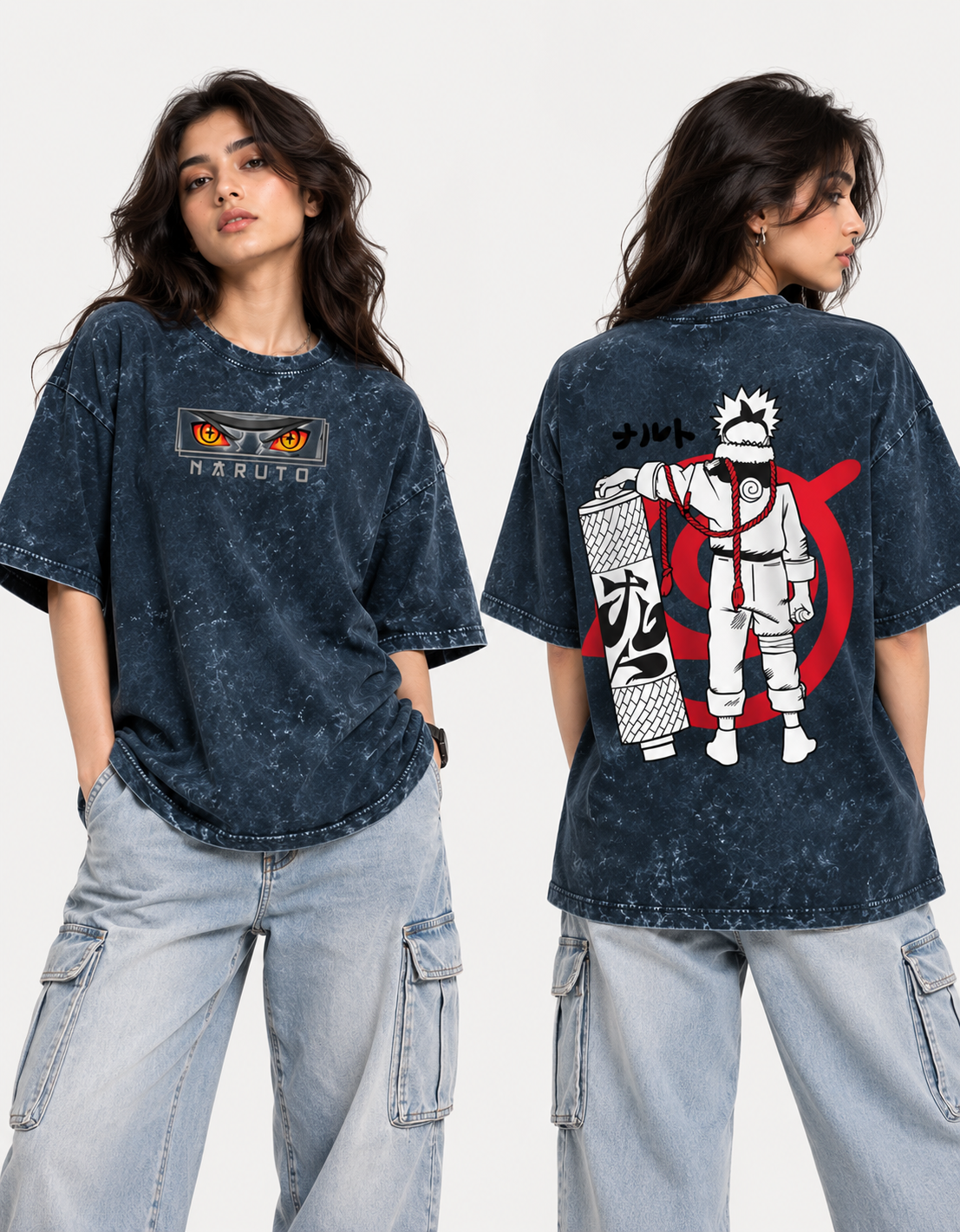Naruto Acid Washed Oversized Tee