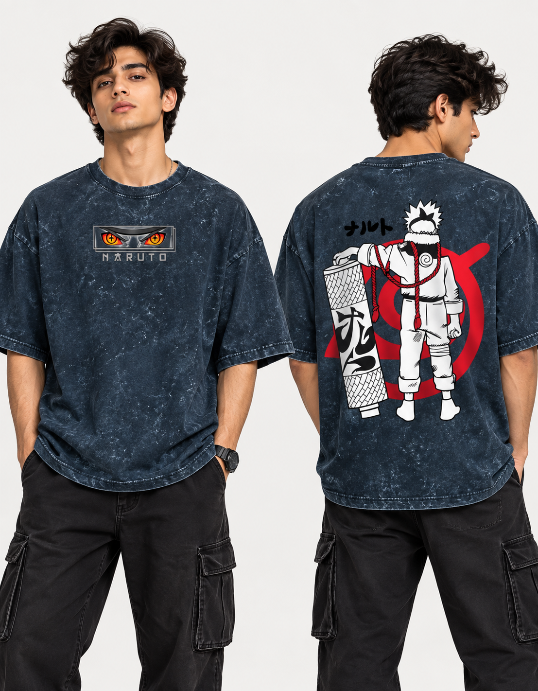 Naruto Acid Washed Oversized Tee