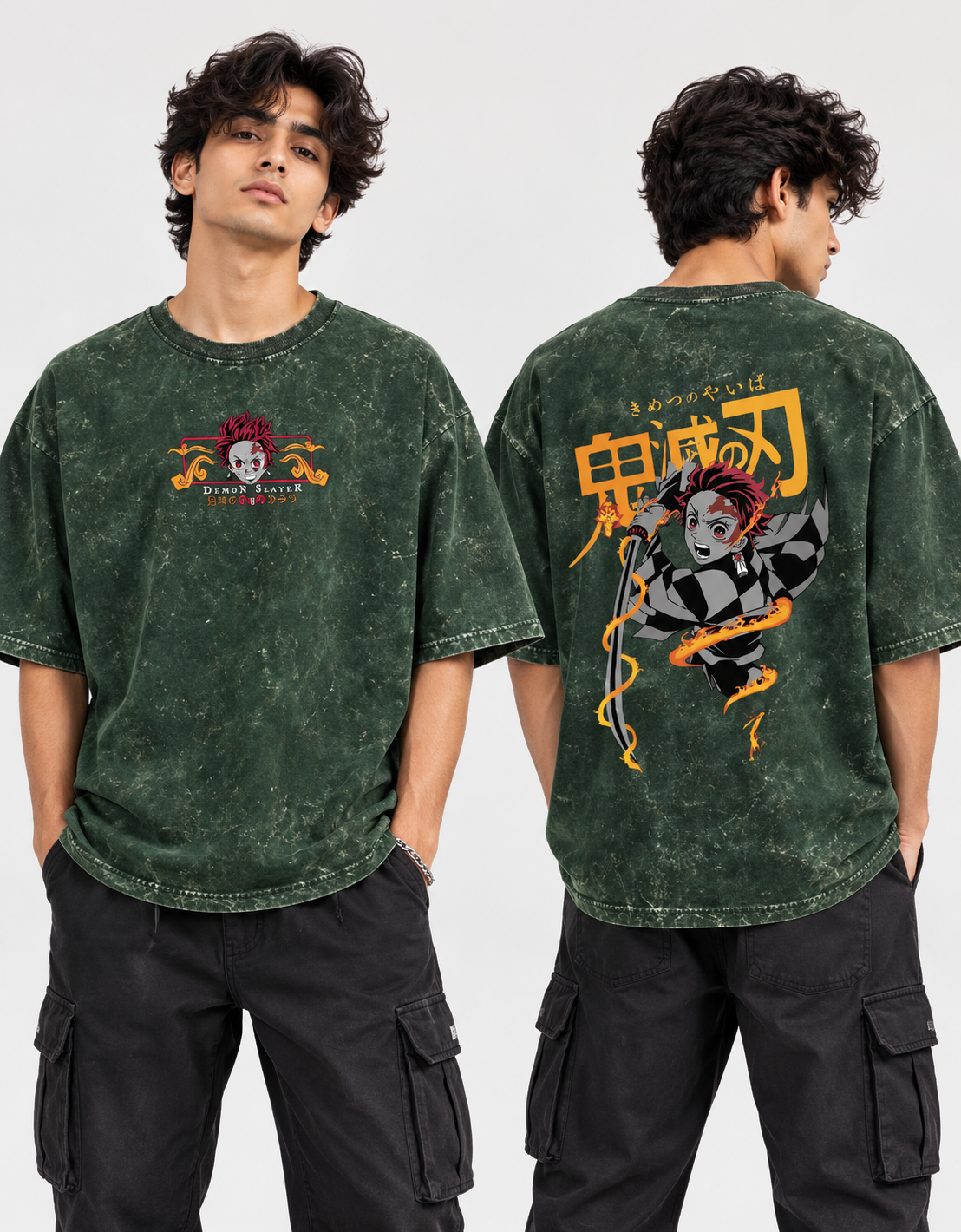 Demon Slayer Acid Washed Oversized Tee