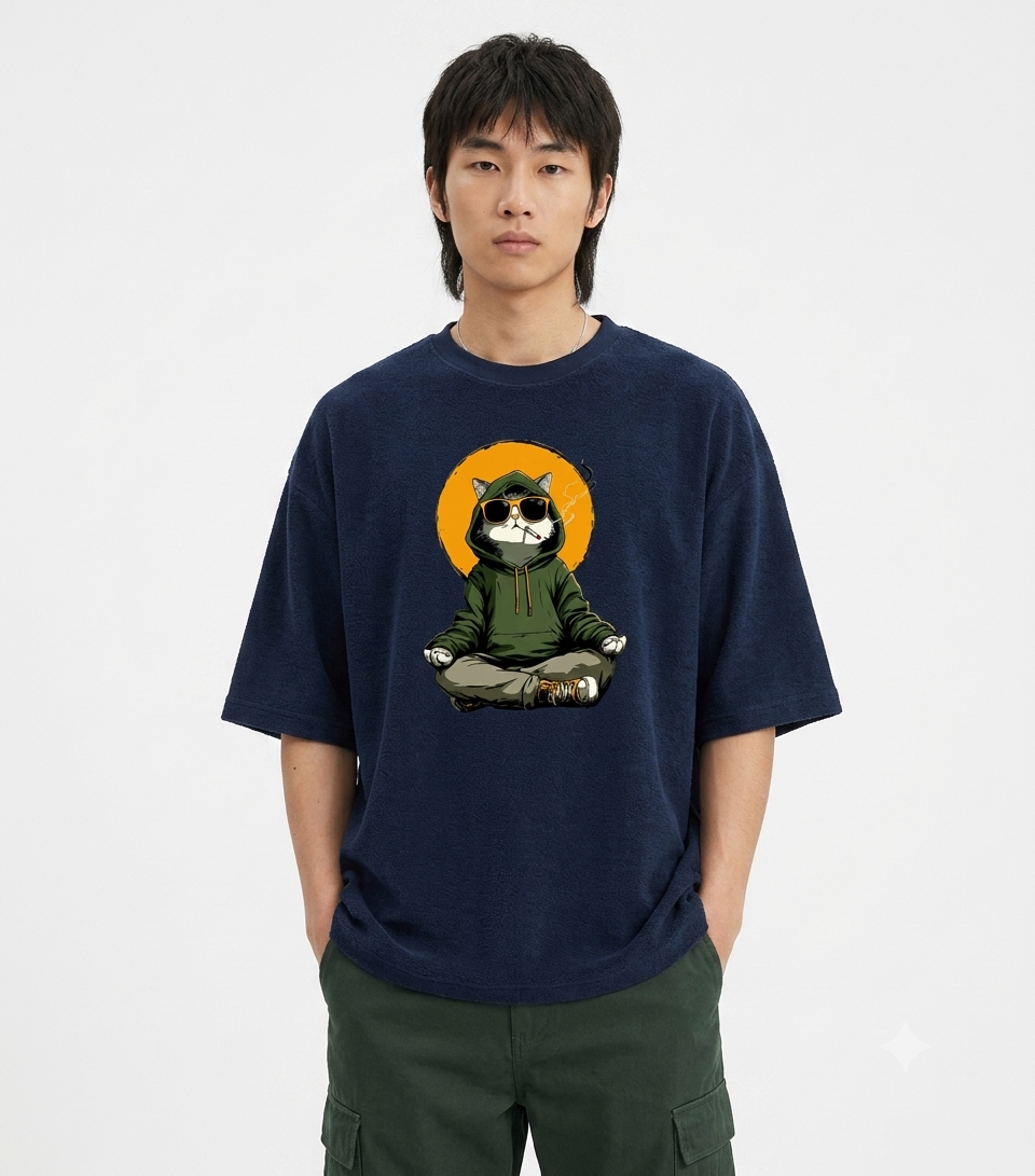 Smokin Cat Terry Oversized Tee