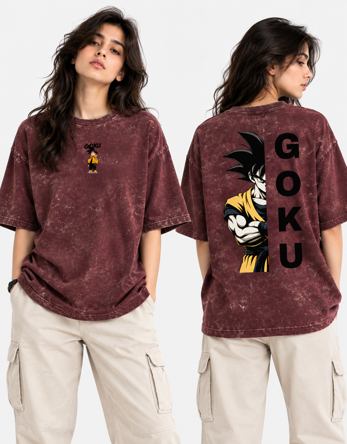 Goku Acid Washed Oversized Tee