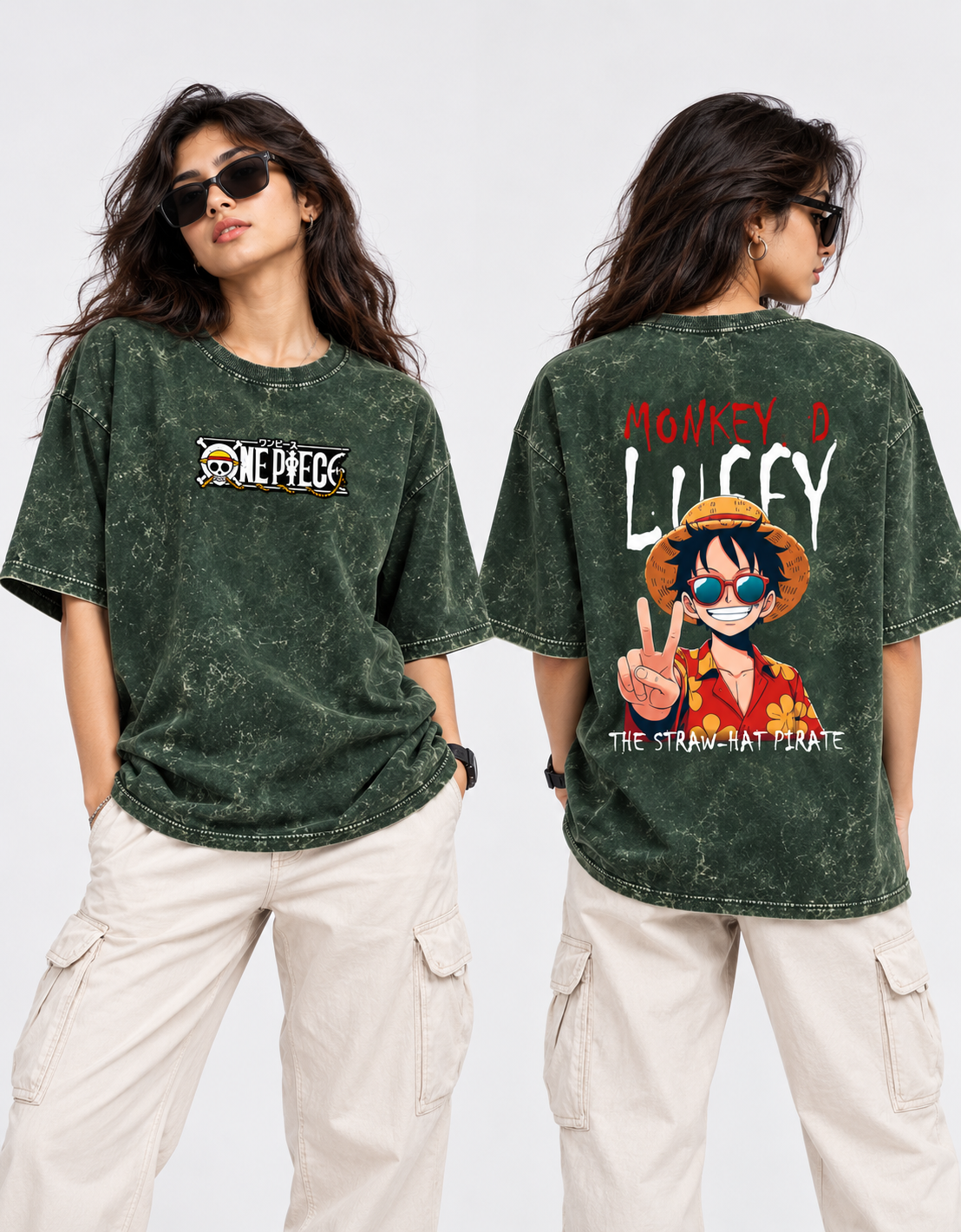 Luffy Acid Washed Oversized Tee