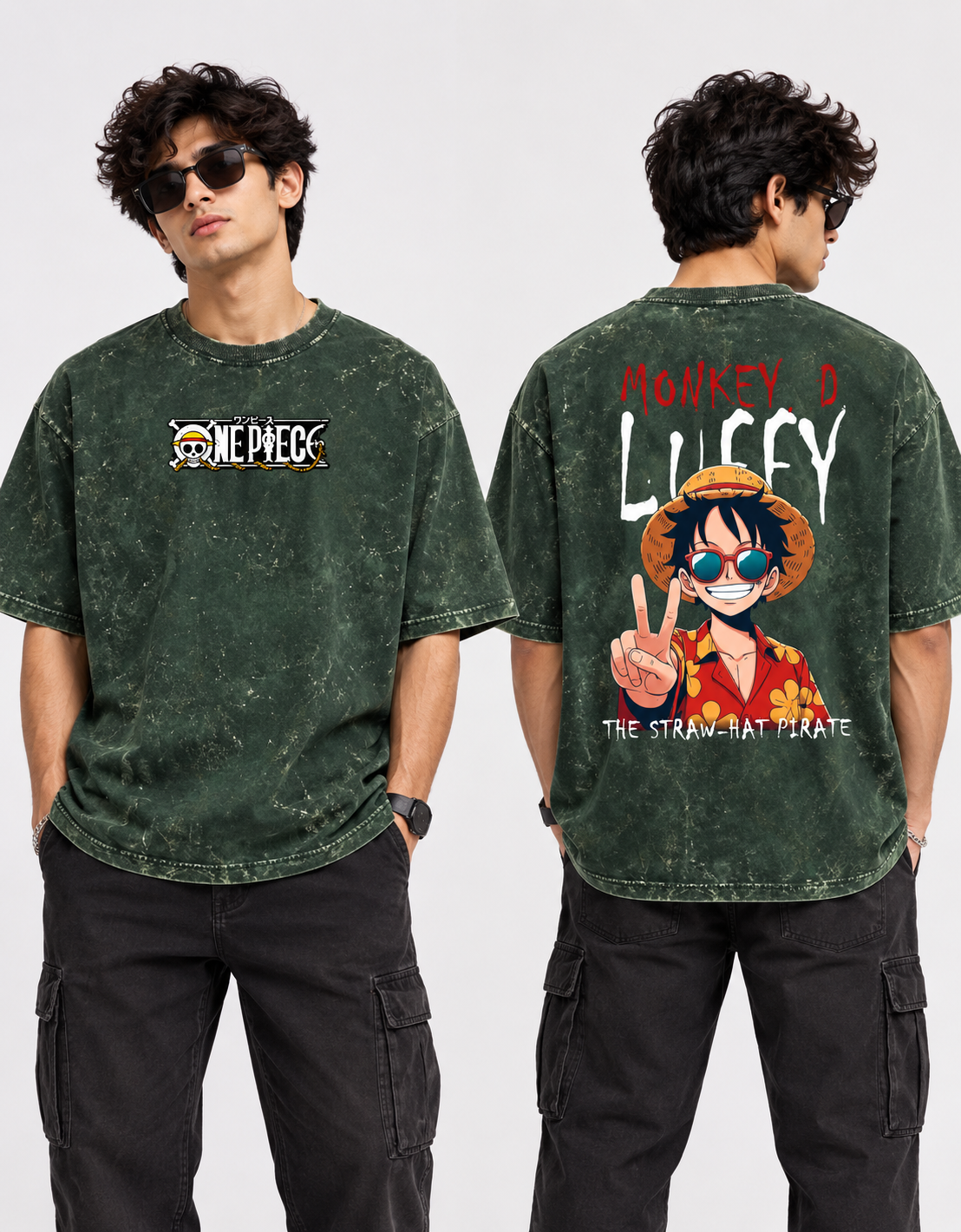 Luffy Acid Washed Oversized Tee