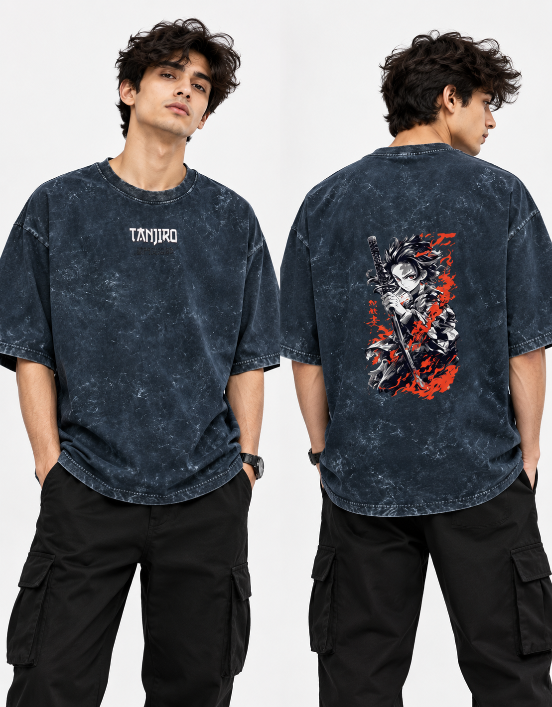 Demon Slayer Acid Washed Oversized Tee