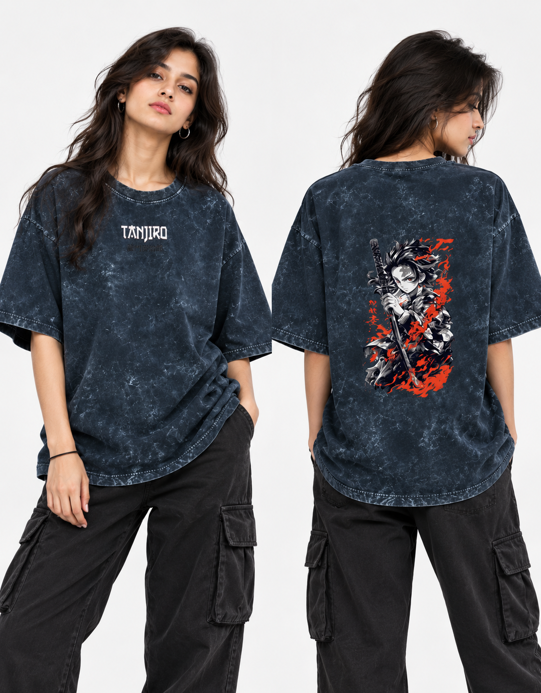 Demon Slayer Acid Washed Oversized Tee