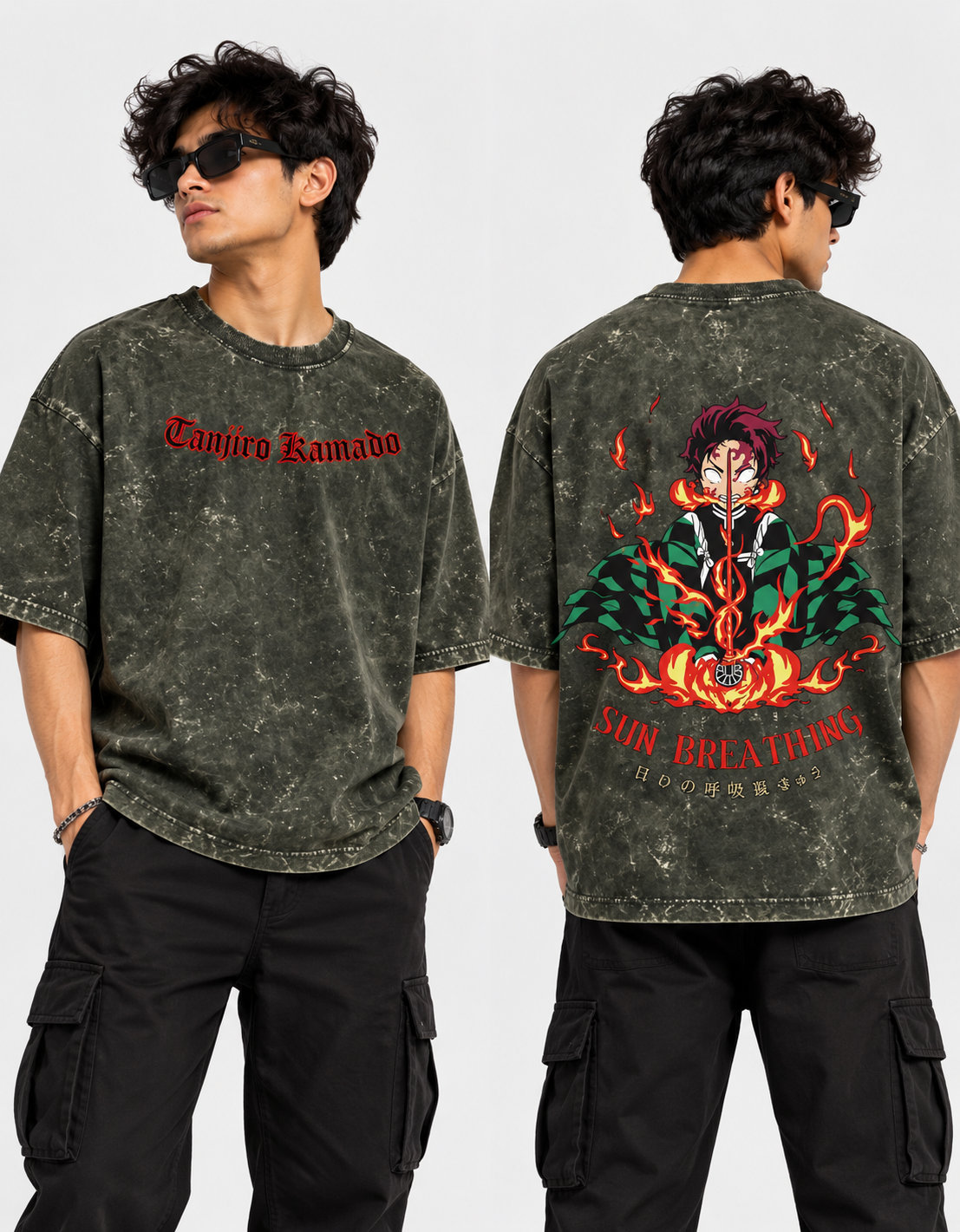 Demon SLayer Acid Washed Oversized Tee