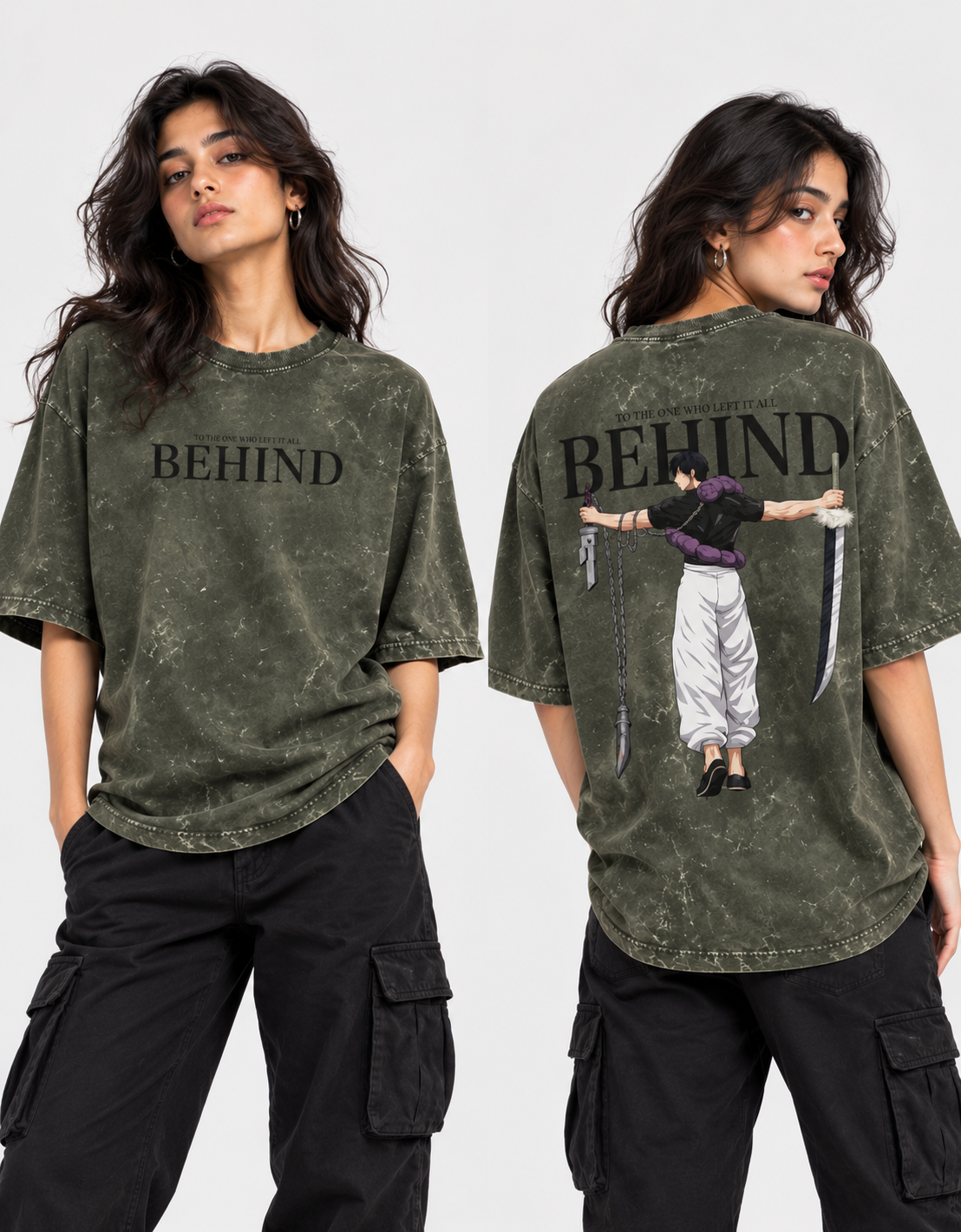 Toji Fushiguro Acid Washed Oversized Tee